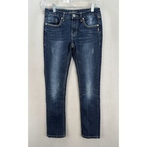 Silver Jeans Girl's‎ 12 Sasha Straight Regular Thick Stitch Blue Denim